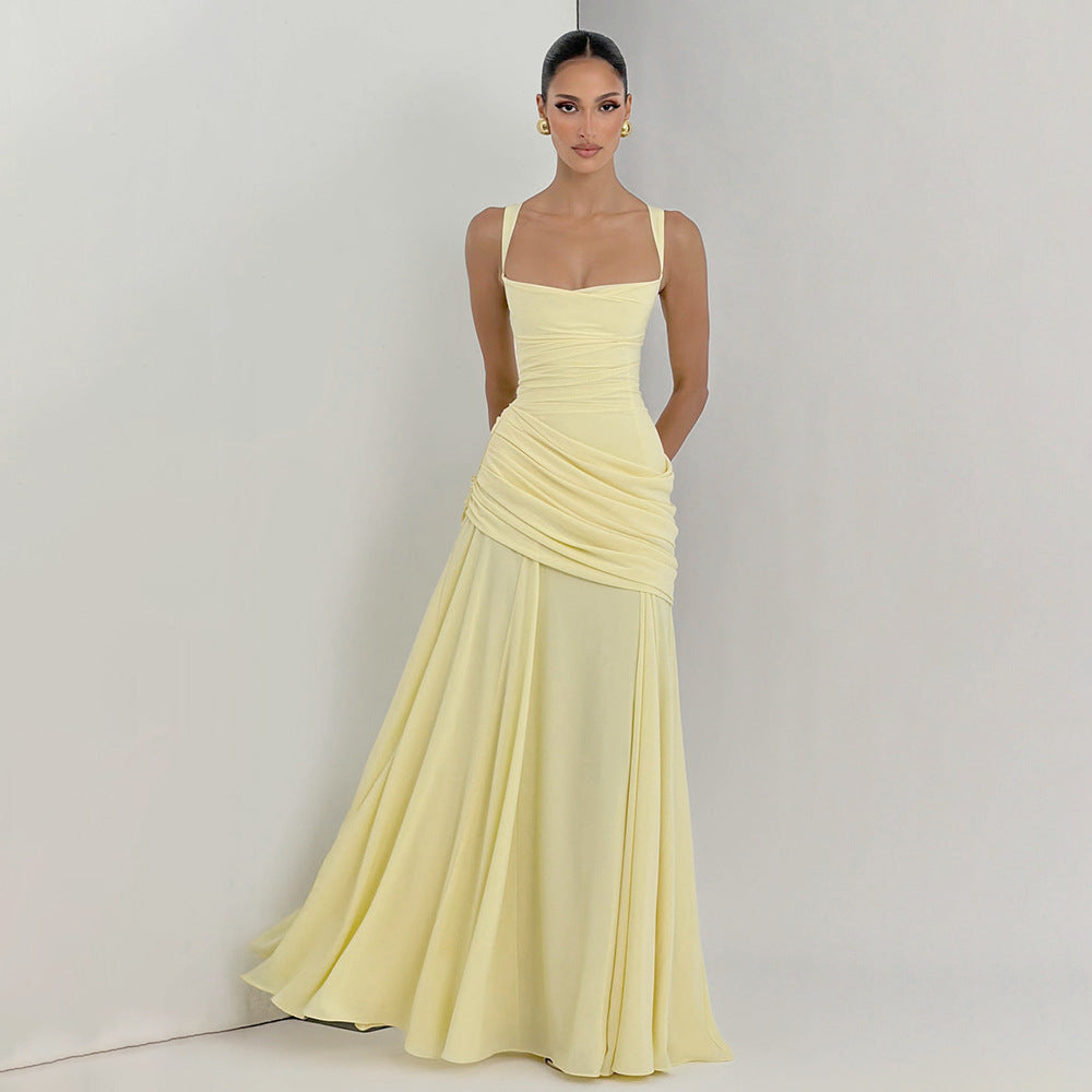 Elegant Ruched Waist Sleeveless Dress