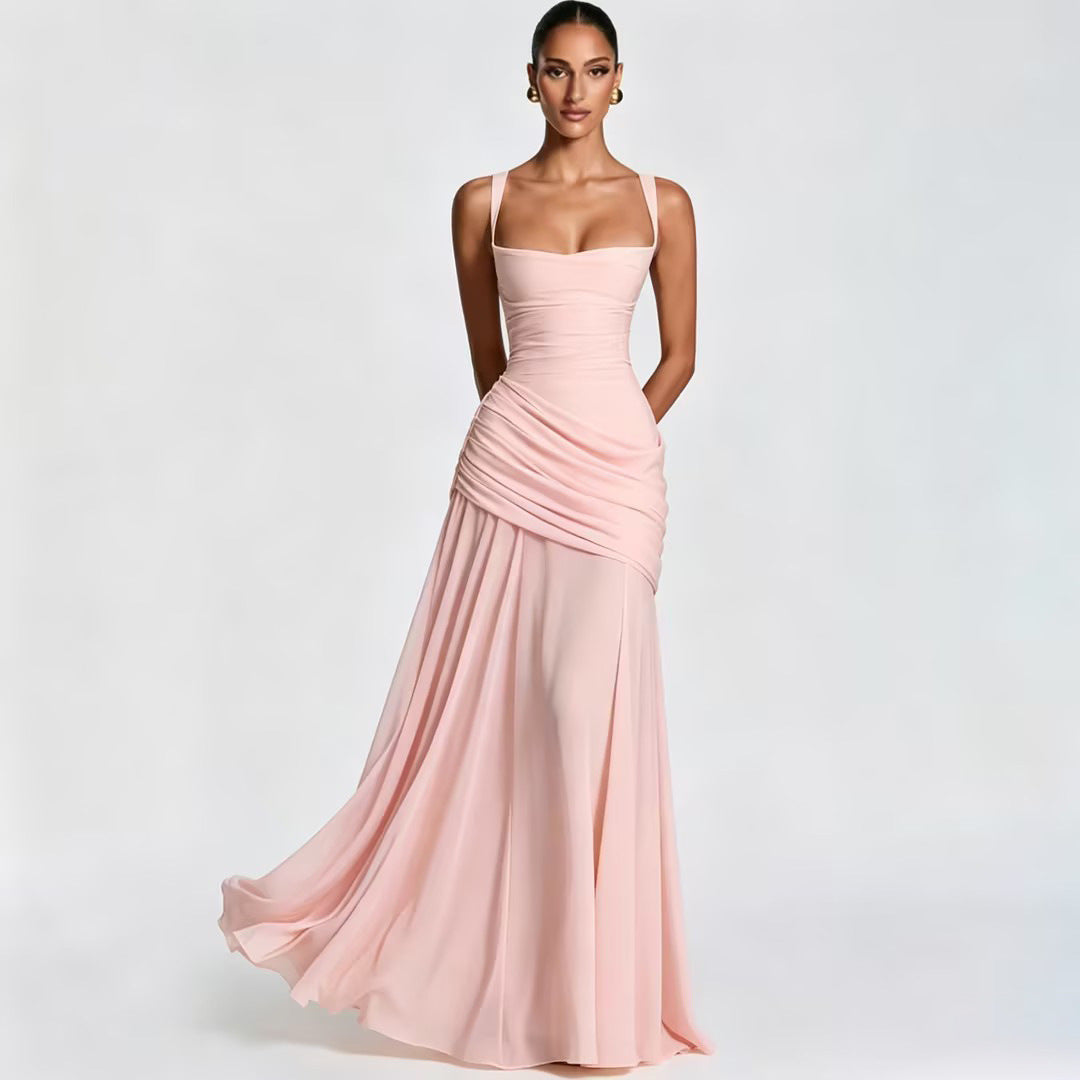 Elegant Ruched Waist Sleeveless Dress