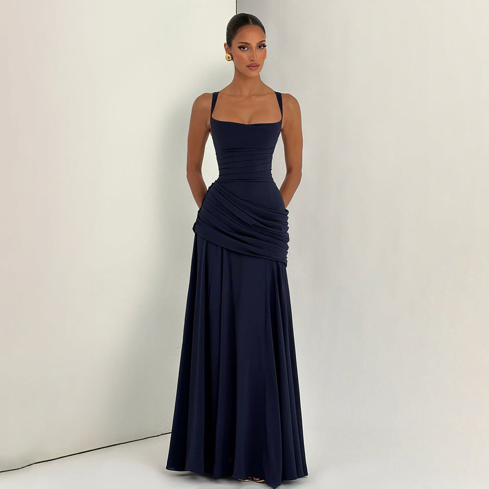 Elegant Ruched Waist Sleeveless Dress