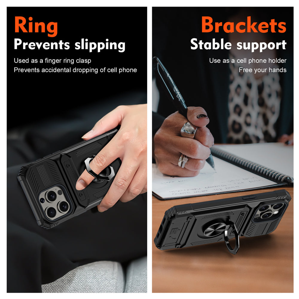 Magnetic Phone Case with Ring Holder and Card Slot