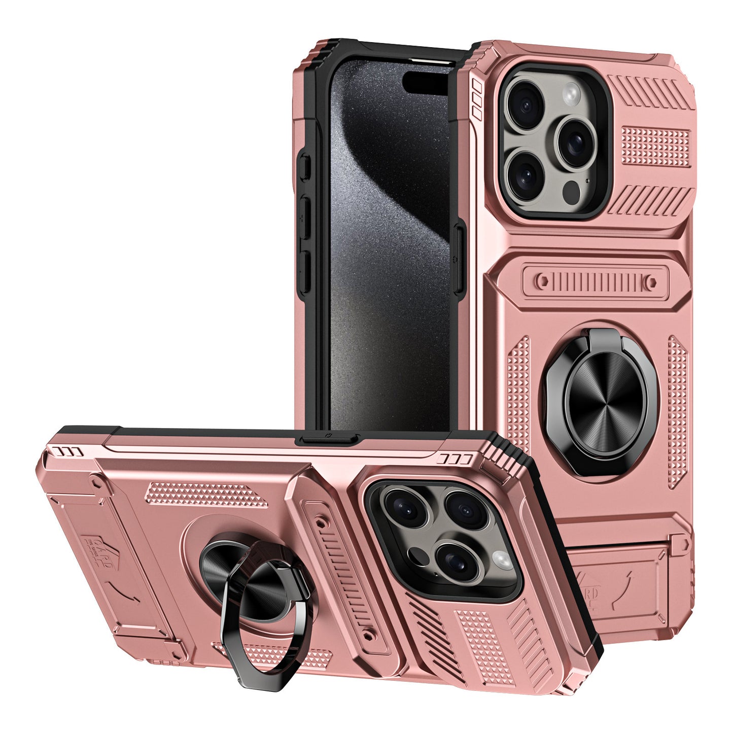 Magnetic Phone Case with Ring Holder and Card Slot