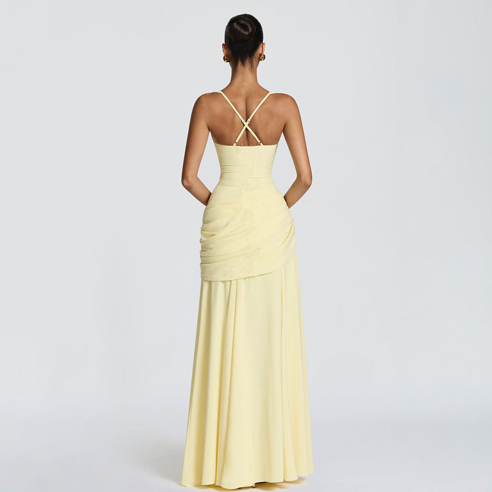 Elegant Ruched Waist Sleeveless Dress