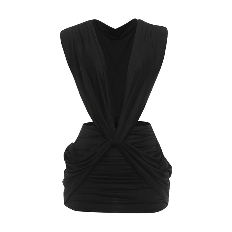 Sleeveless Bodycon Dress with Deep V-Neck