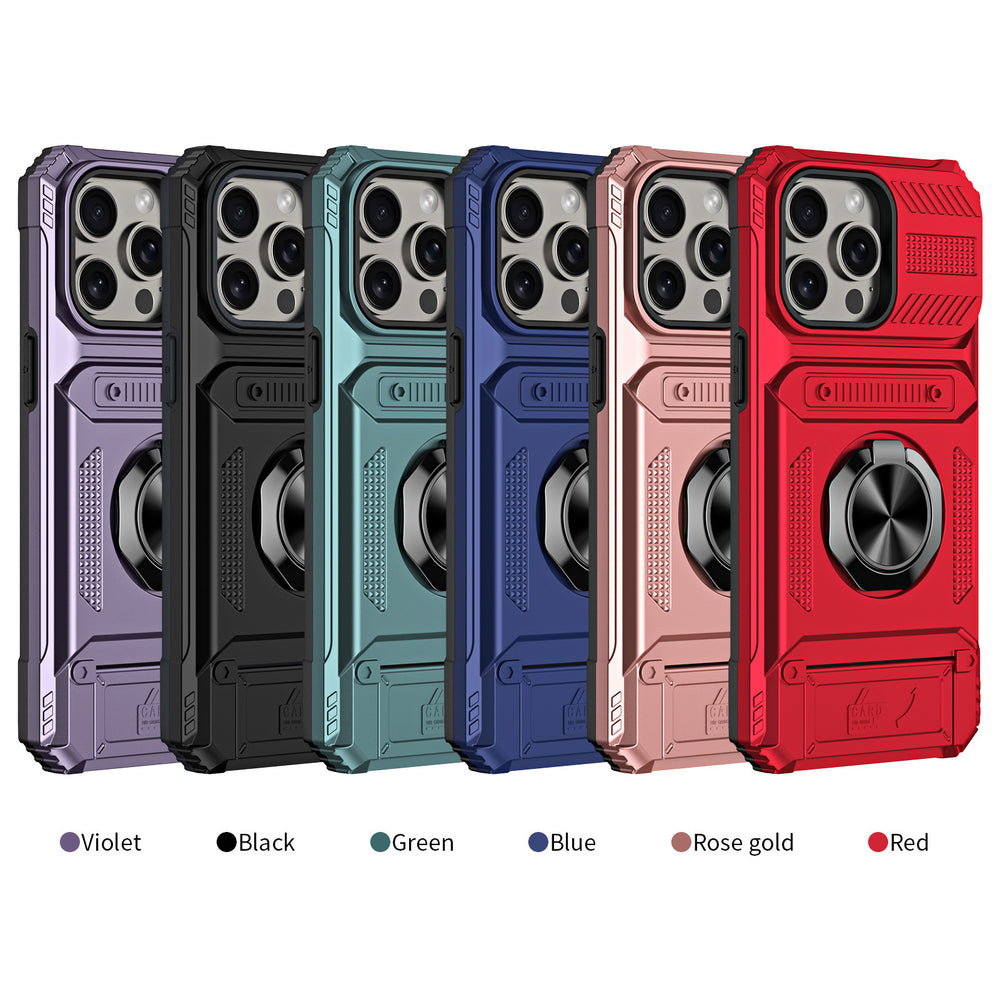 Magnetic Phone Case with Ring Holder and Card Slot
