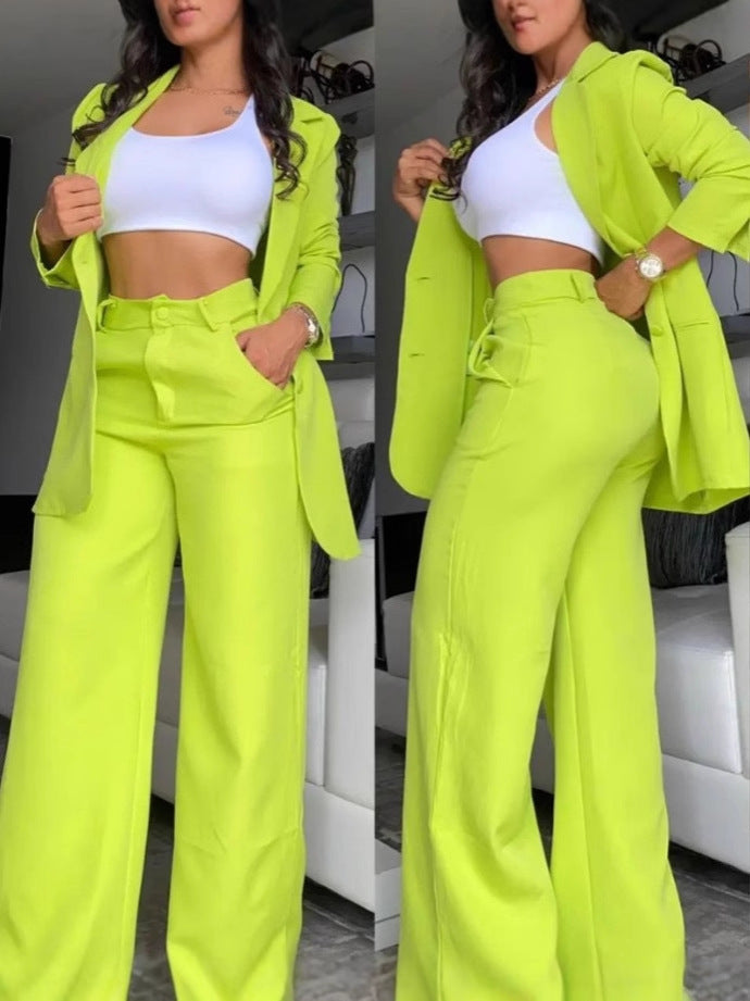 Women Elegant Solid Color Split Sleeve Lapel Suit
