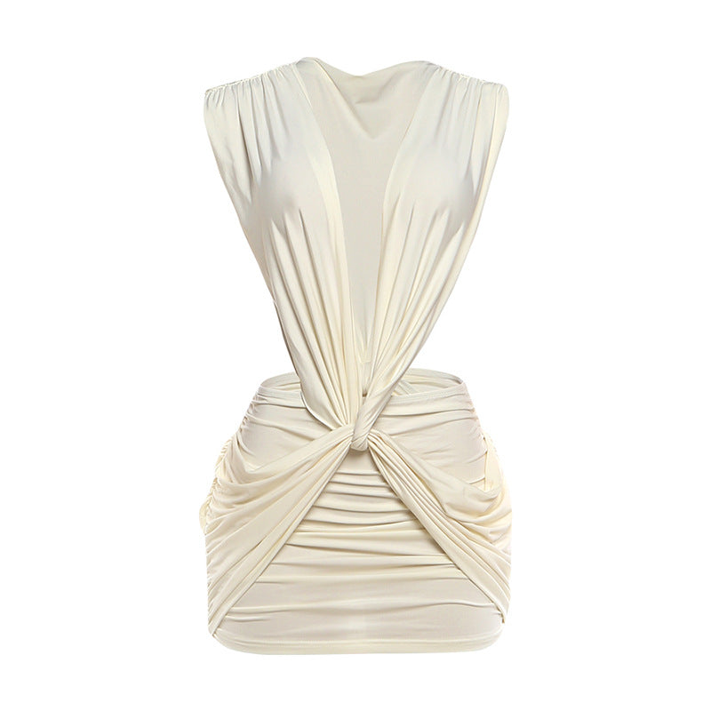 Sleeveless Bodycon Dress with Deep V-Neck