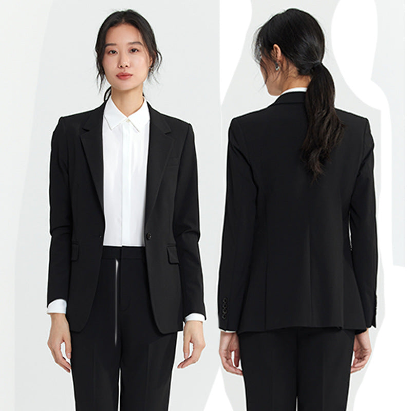 Women's Single Button Suit Jacket and Straight Pants Set