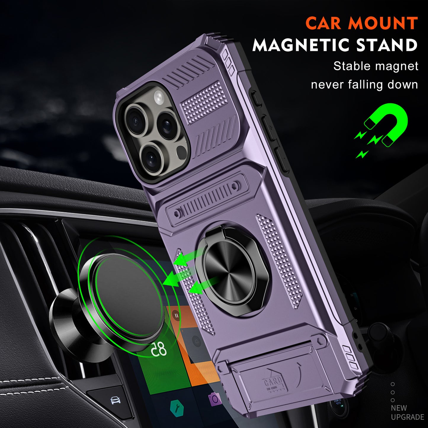 Magnetic Phone Case with Ring Holder and Card Slot