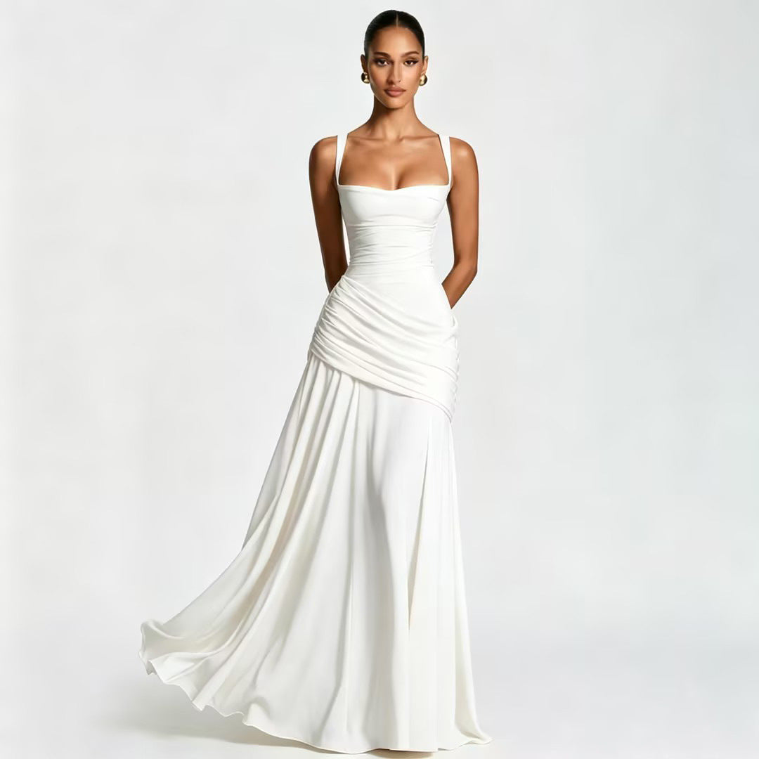 Elegant Ruched Waist Sleeveless Dress