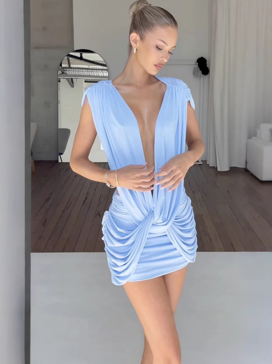 Sleeveless Bodycon Dress with Deep V-Neck