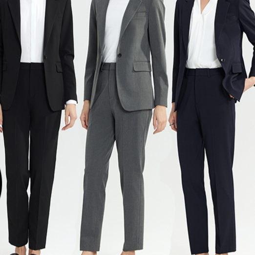 Women's Single Button Suit Jacket and Straight Pants Set