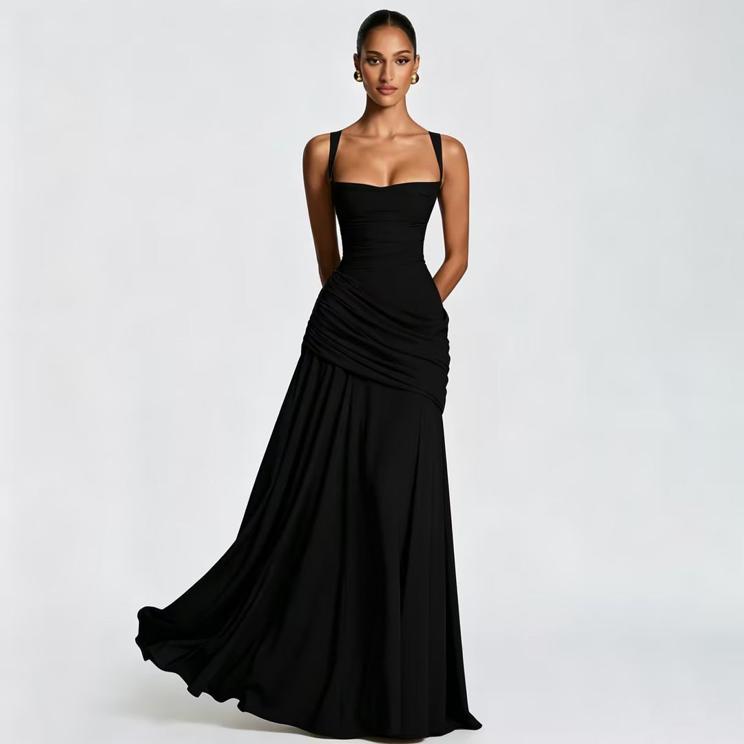 Elegant Ruched Waist Sleeveless Dress