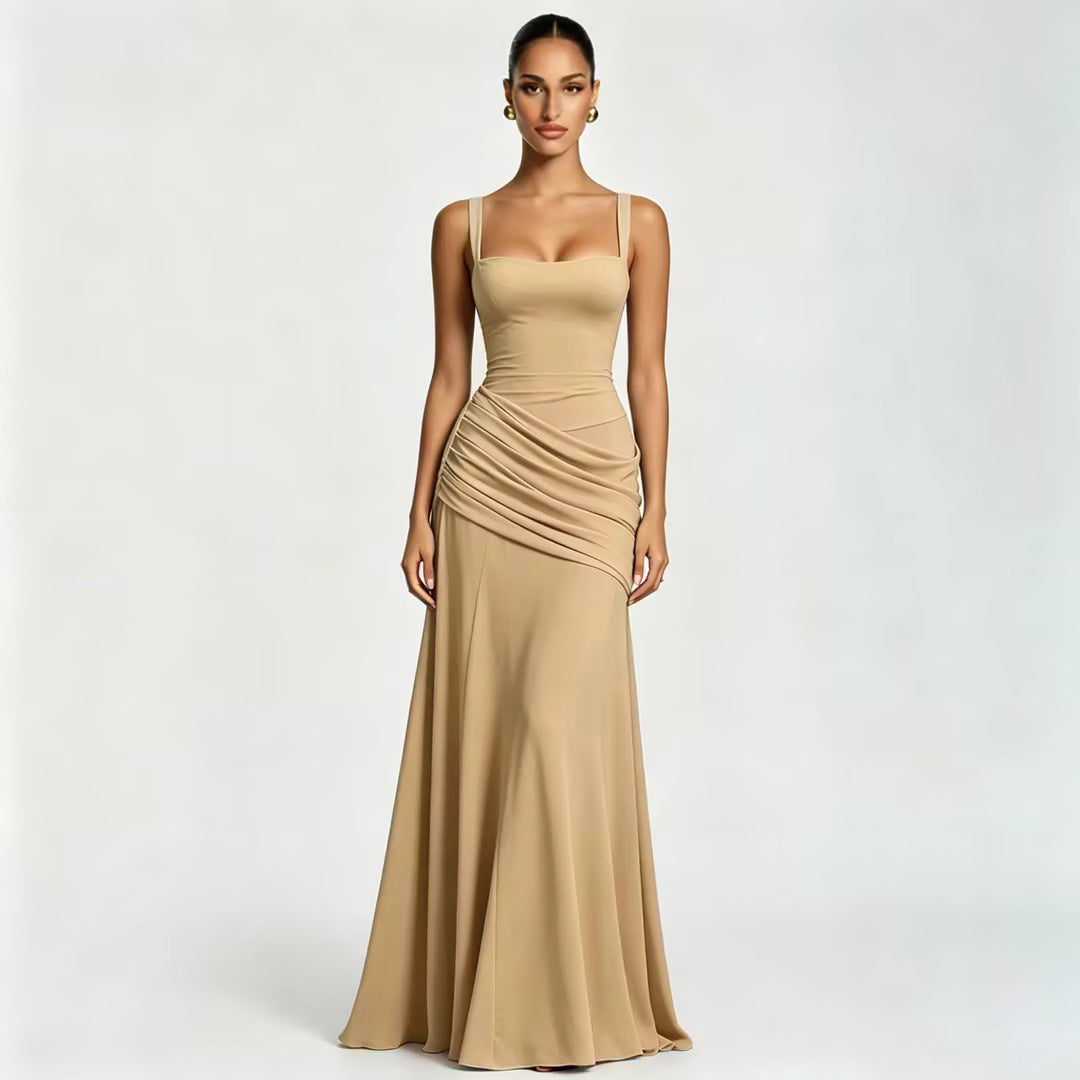 Elegant Ruched Waist Sleeveless Dress