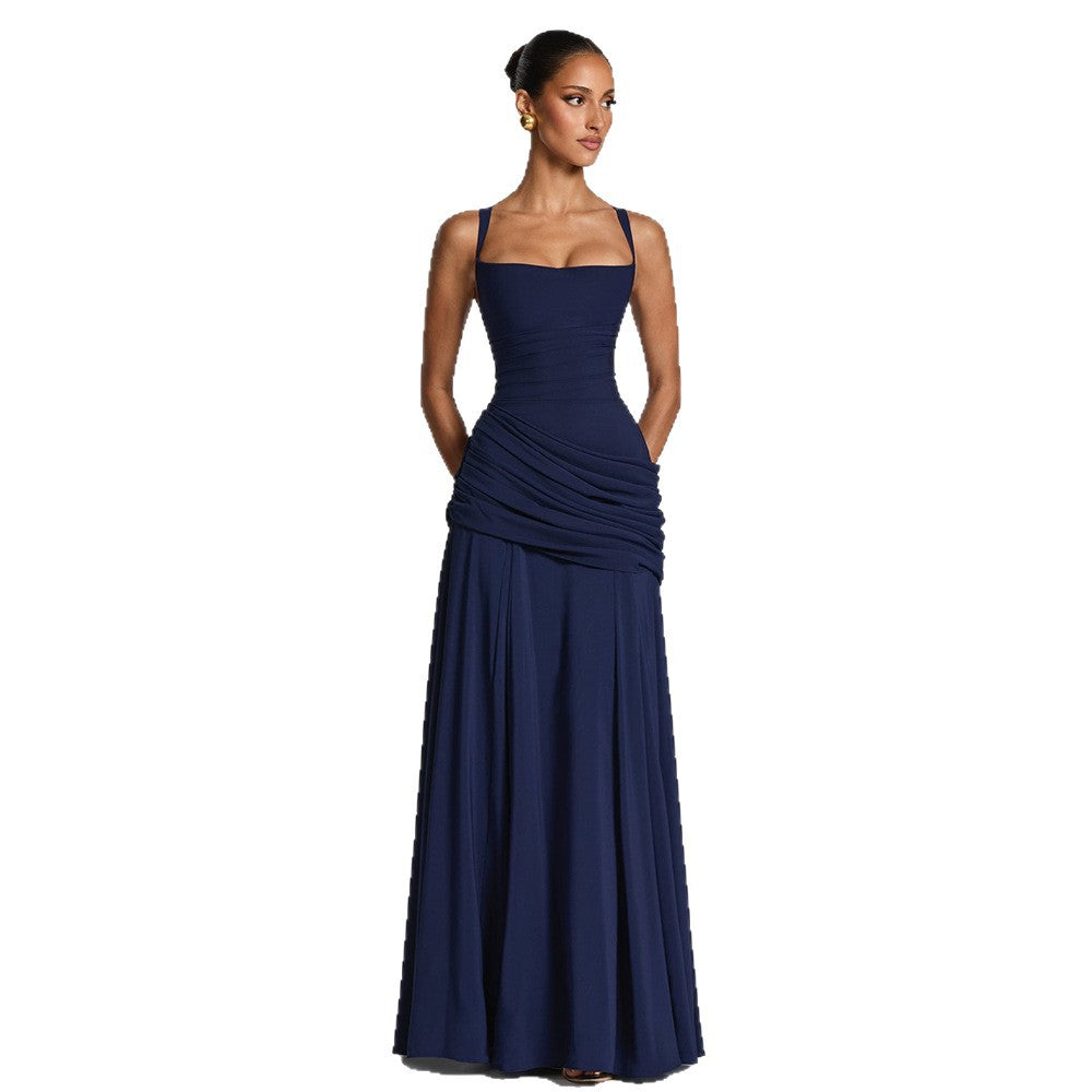 Elegant Ruched Waist Sleeveless Dress
