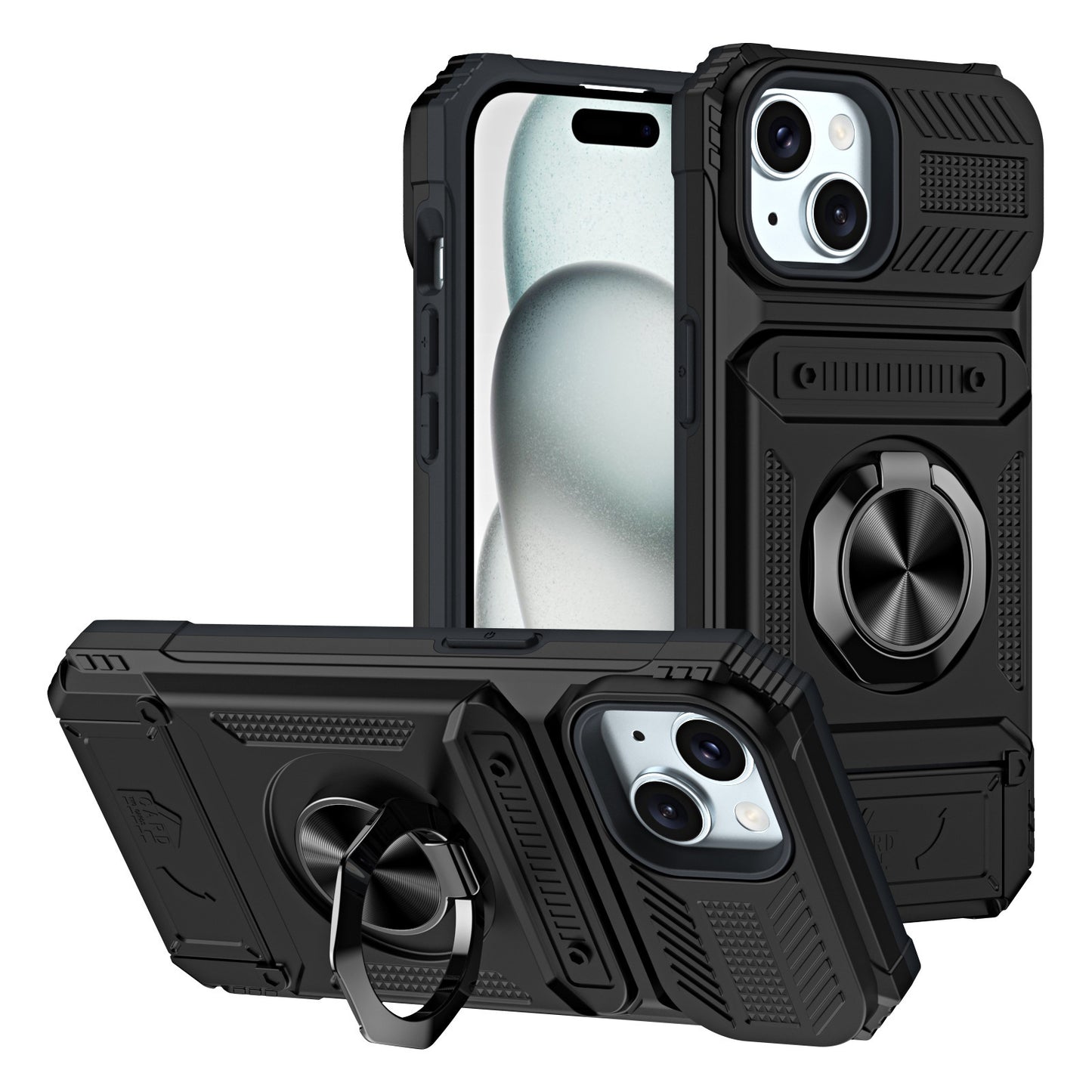 Magnetic Phone Case with Ring Holder and Card Slot