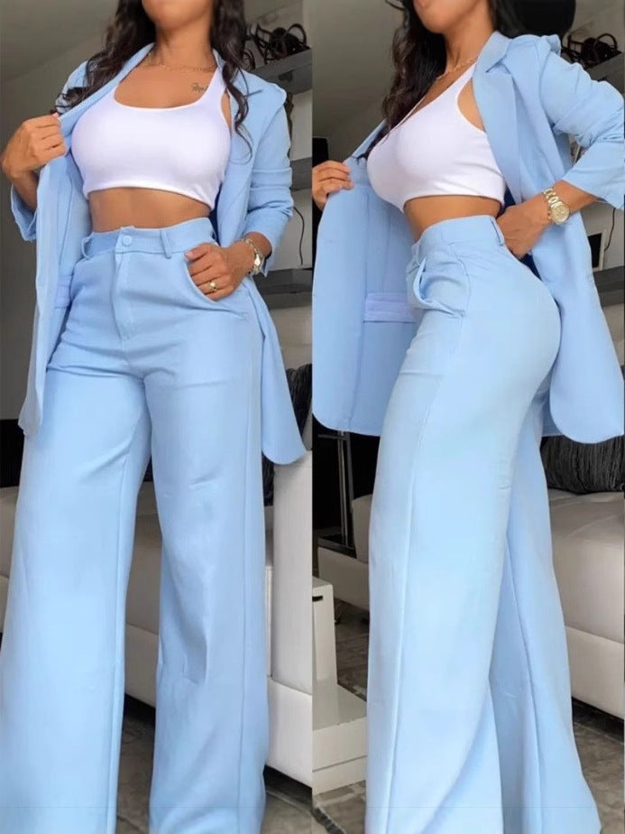 Women Elegant Solid Color Split Sleeve Lapel Suit