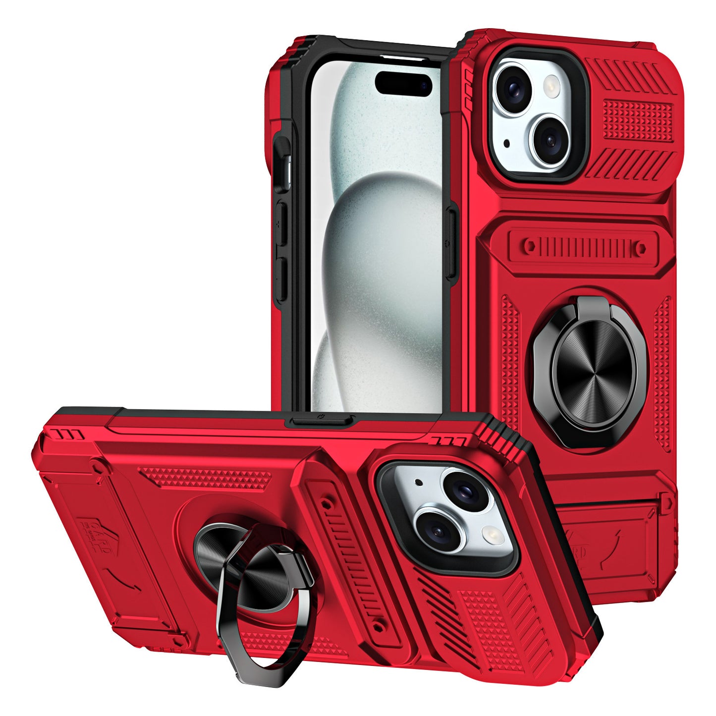 Magnetic Phone Case with Ring Holder and Card Slot